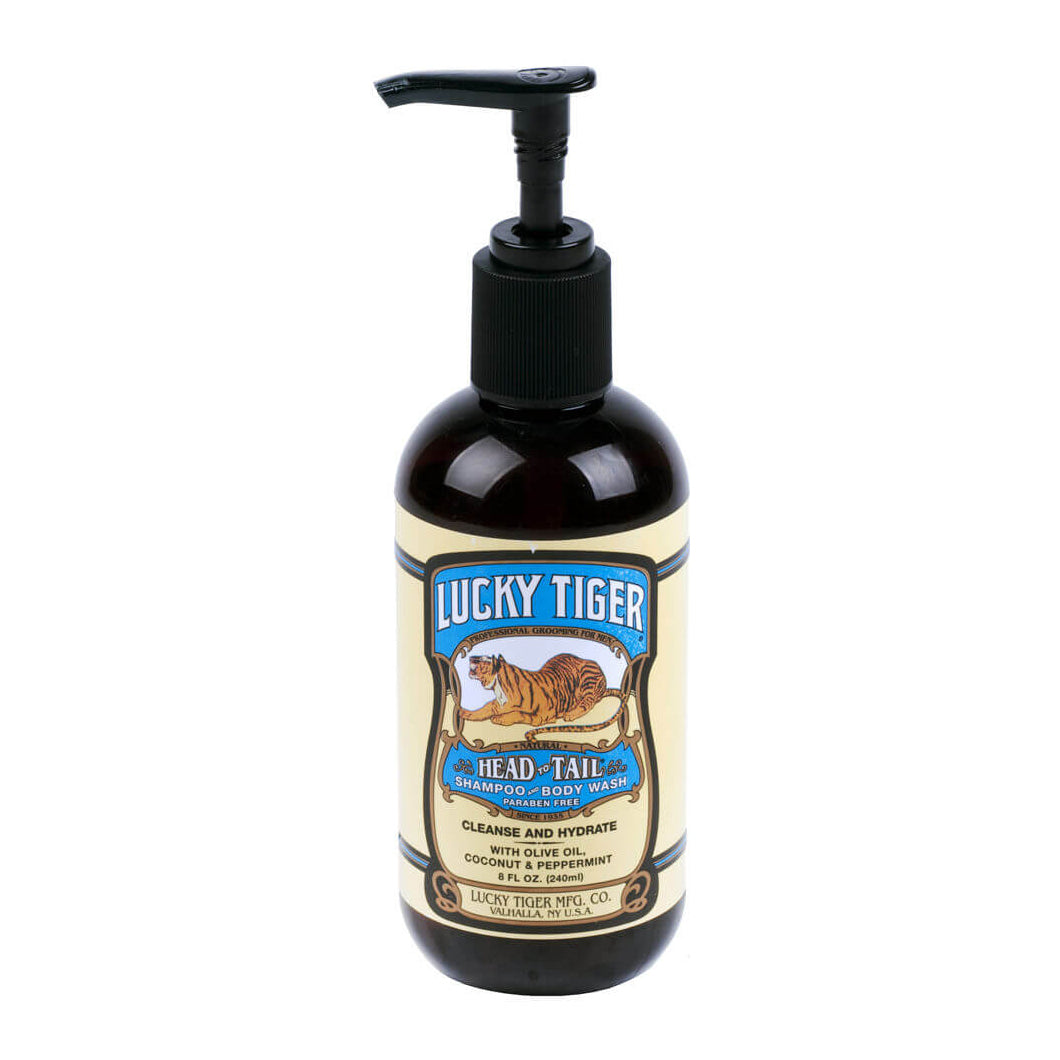 Lucky Tiger Head to Tail Shampoo & Body Wash - Olive Oil, Coconut & Peppermint 240g