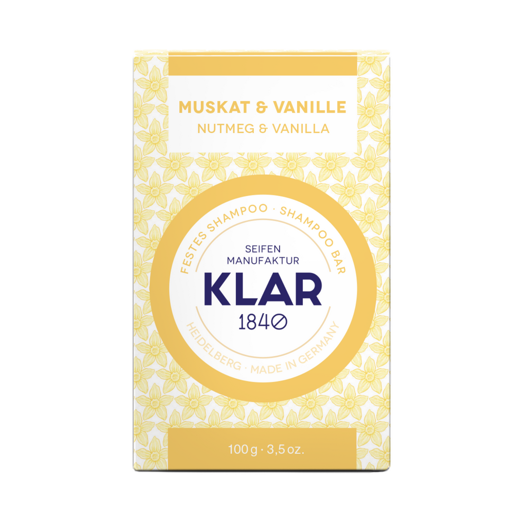Klar Nutmeg & Vanilla Shampoo Bar - Nourishing & Aromatic Care 100g