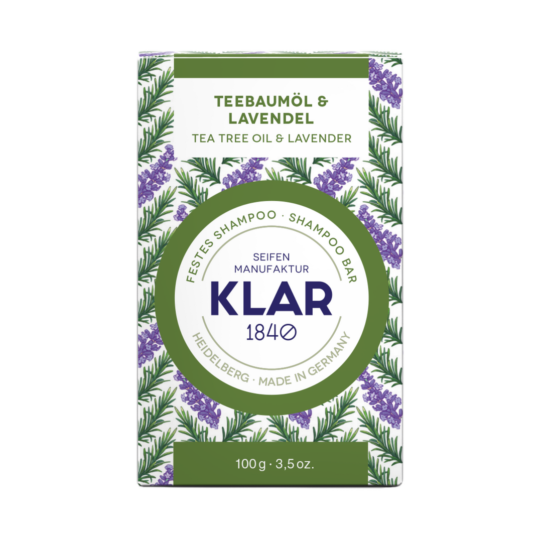Klar Tea Tree Oil & Lavender Shampoo Bar - Anti-Dandruff & Soothing Care 100g