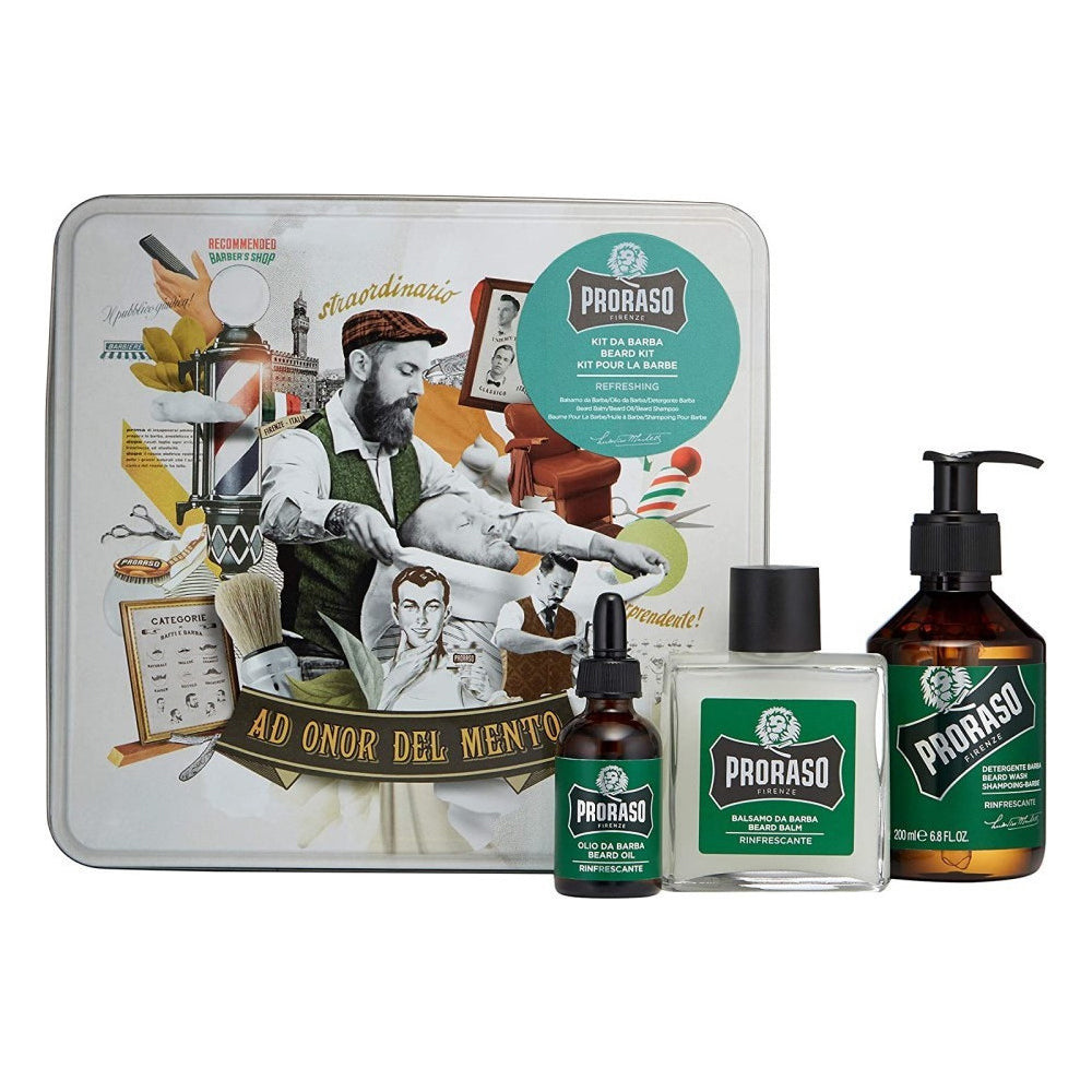 Proraso Beard Care Kit Eucalyptus & Menthol – 3-Piece Professional Grooming Set