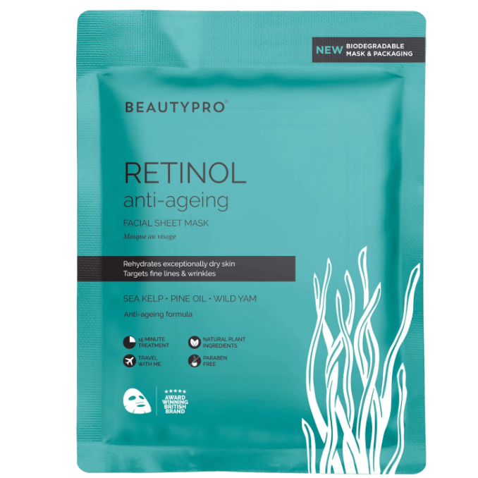 Beauty Pro Retinol Facial Sheet Mask - Smoothing & Clarifying 22ml