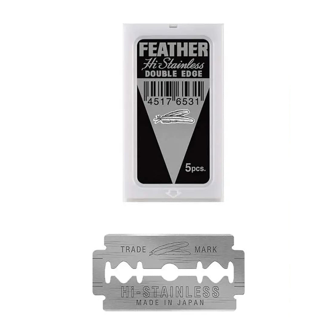 Feather Hi-Stainless Platinum Coated Double Edge Razor Blades - 5pcs Pack