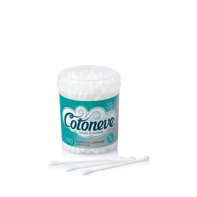 Cotoneve Cotton Buds in Round Case - 100% Pure Cotton Swabs 100pcs (No3570CV)