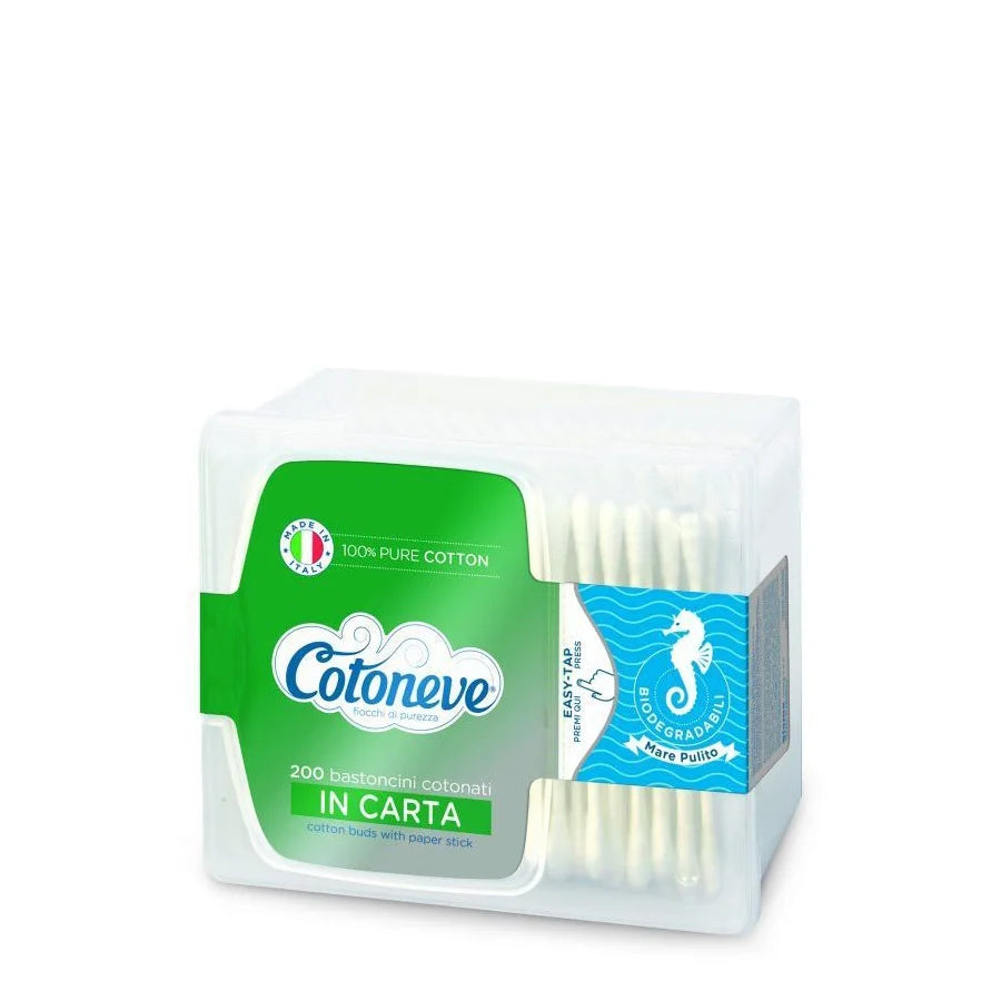 Cotoneve Biodegradable Cotton Buds - Paper Stick Swabs for Daily Hygiene 200pcs (No1605CV)
