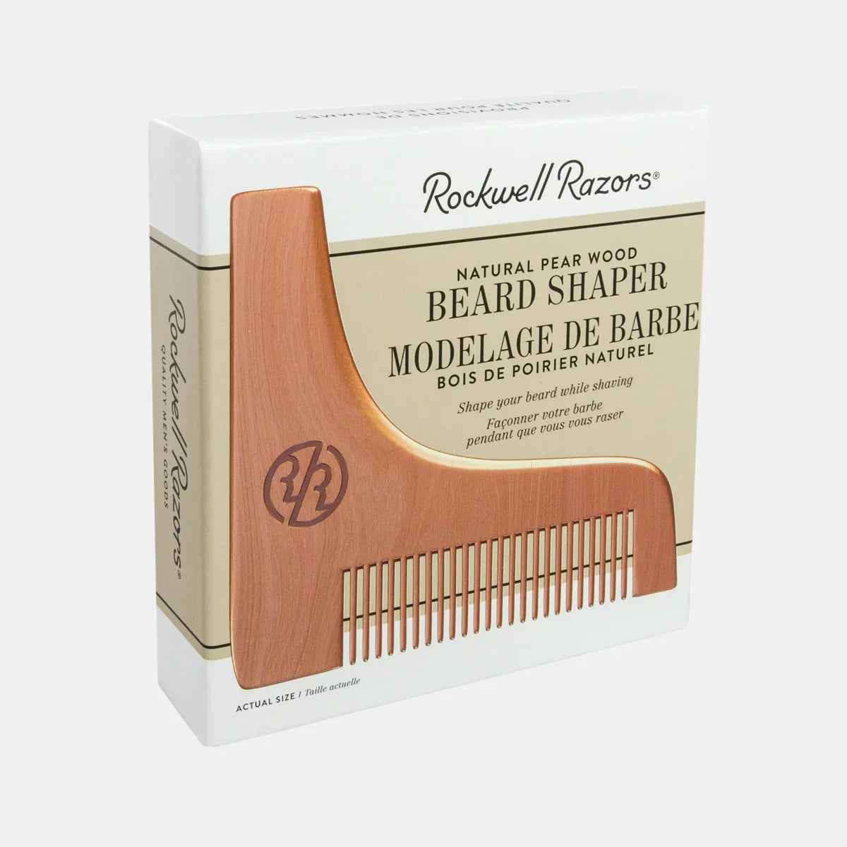 Rockwell Beard Shaper – Natural Pear Wood & Boar Bristle Precision