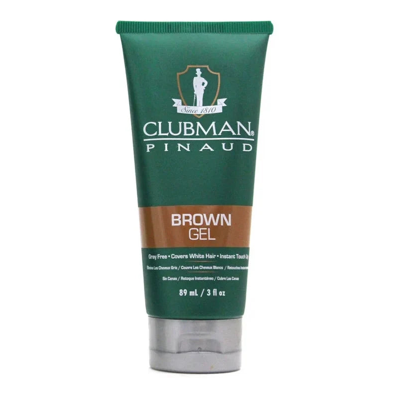 Clubman Brown Hair Gel - Temporary Gray Coverage & Natural Styling 89ml