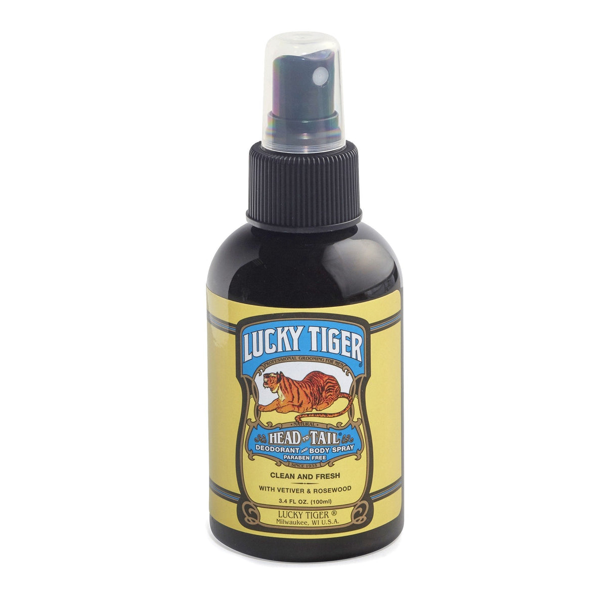 Lucky Tiger Head to Tail Deodorant - Vetyver & Rosewood 100ml