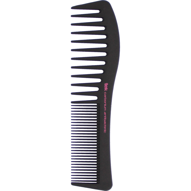 TEK 2372 Antibacterial Carbon Afro & Fine Tooth Cutting Comb - 19.2cm