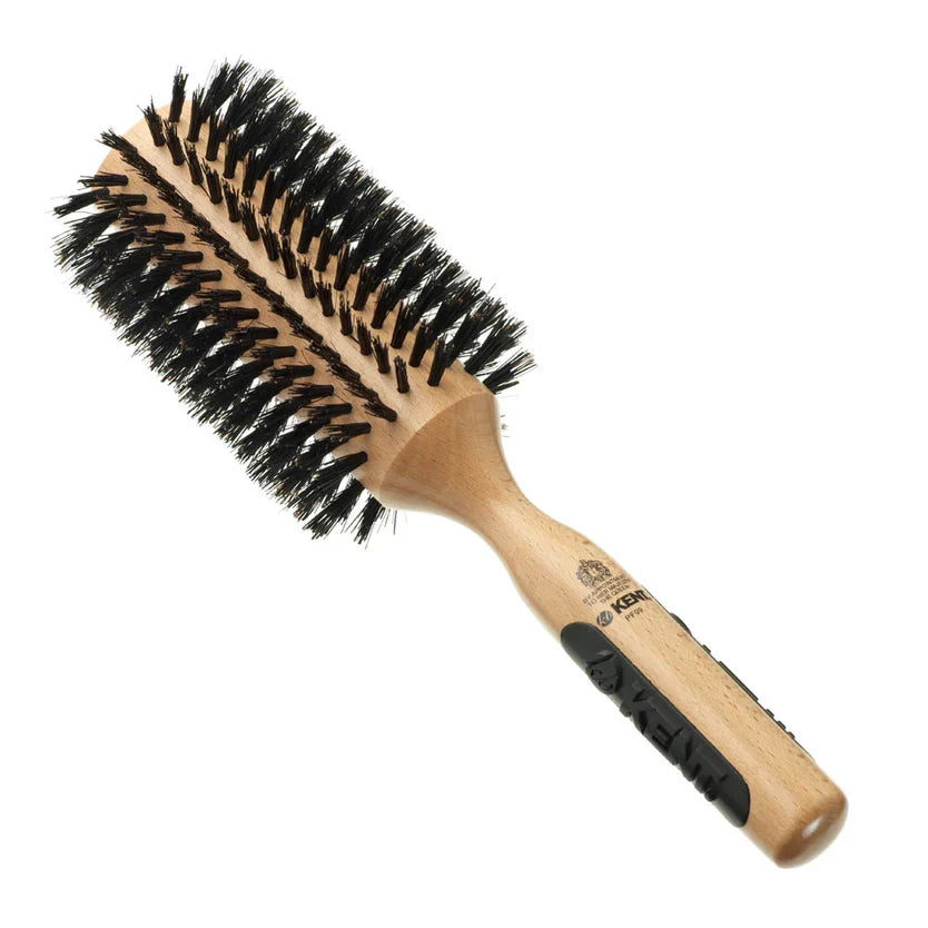 Kent Brushes PF09 Large Round Wooden Hairbrush - Bristle & Nylon Mix 70mm