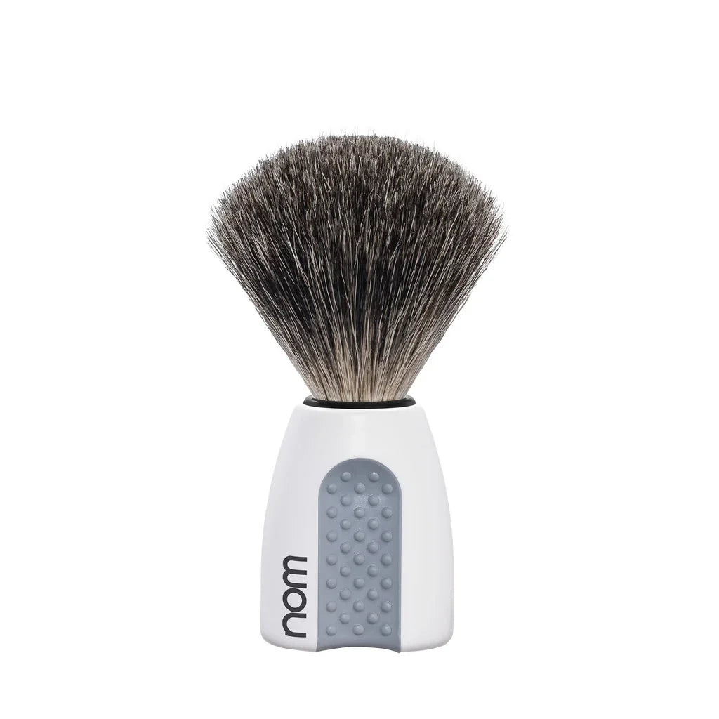 nom by Muehle ERIK Shaving Brush - White Handle & Pure Badger (81 WH)