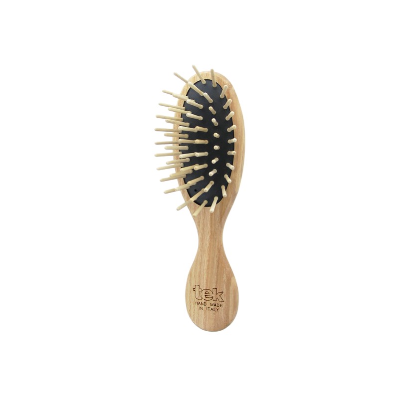 TEK No132003 Small Oval Purse Brush - 100% FSC Ash Wood & Anti-Static Wood Pins