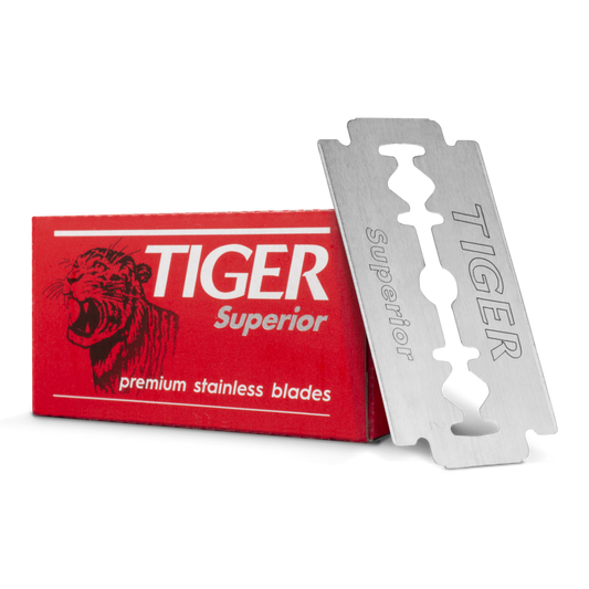 Tiger Superior Stainless Double Edge Razor Blades - Classic Steel DE Blades 5pcs
