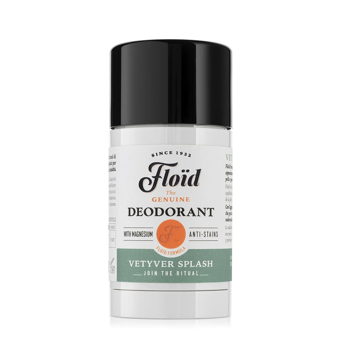 Floid Vetyver Splash Deodorant - Magnesium Salt Anti-Stain Protection 75ml