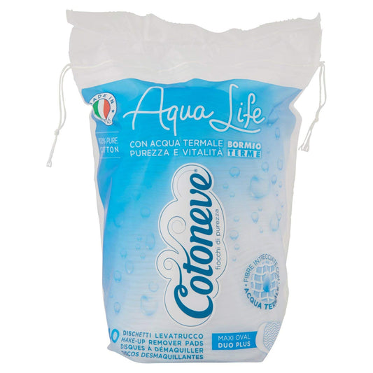 Cotoneve Aqua Life Maxi Oval Pads - 100% Pure Cotton Makeup Remover 40pcs (3555CV)
