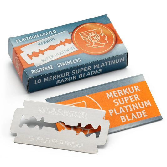 Merkur Platinum & Stainless Steel Razor Blades - Precision Shaving 10pcs