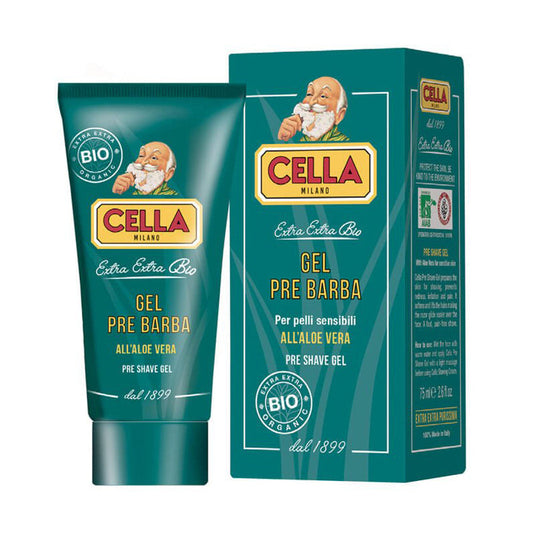 Cella Milano Aloe Organic Pre-Shave Gel - AIAB Certified Bio Sensitive Prep 75ml