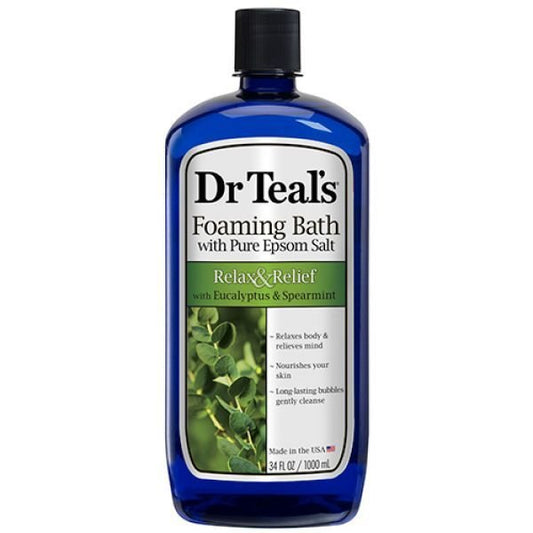 Dr Teal's Eucalyptus & Spearmint Foaming Bath - Pure Epsom Salt & Essential Oils 1L