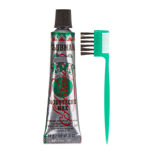 Clubman Moustache Wax - Black Tinted Styling Wax with Comb