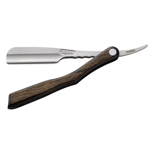 Feather Artist Club SS Wooden Handle Razor - Professional Folding Shaper (ACS-RSW)