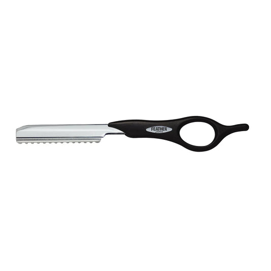 Feather Styling Razor Black - Professional Short Handle Haircutting Razor