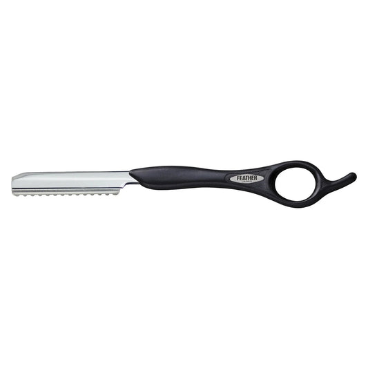 Feather Styling Razor Black - Professional Long Handle Haircutting Razor