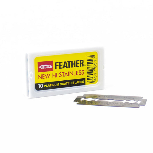 Feather Hi-Stainless Platinum Coated Double Edge Razor Blades - 10pcs
