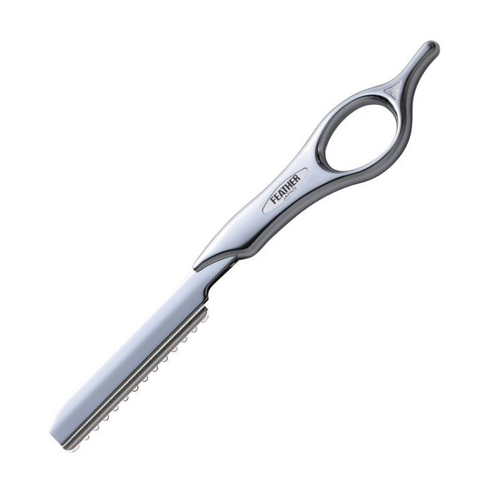 Feather Styling Razor Silver - Professional Short Handle Haircutting Razor