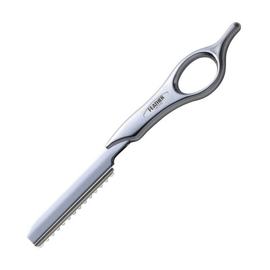 Feather Styling Razor Silver - Professional Short Handle Haircutting Razor