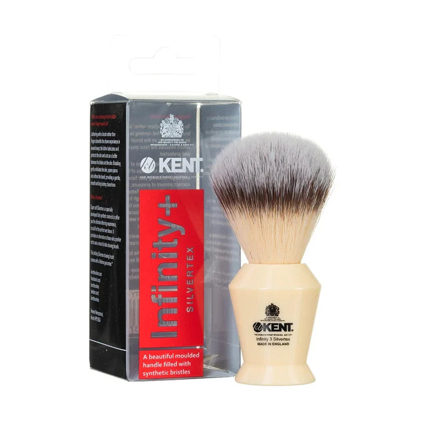 Kent Brushes Infinity 3 Ivory Shaving Brush - Silvertex Synthetic Bristles 105mm