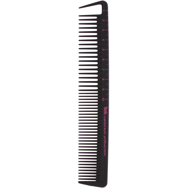 TEK 2371 Antibacterial Carbon Cutting Comb with Tail - Wide & Fine Tooth