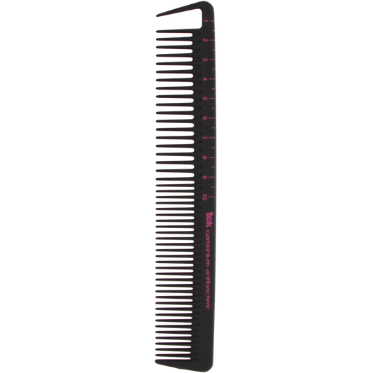TEK 2371 Antibacterial Carbon Cutting Comb with Tail - Wide & Fine Tooth