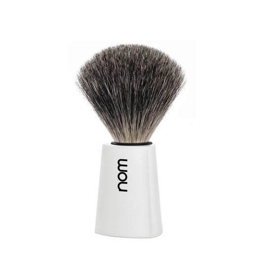 nom by Muehle CARL Shaving Brush - White Handle & Pure Badger (81 WH)