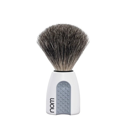 nom by Muehle ERIK Shaving Brush - White Handle & Pure Badger (81 WH)