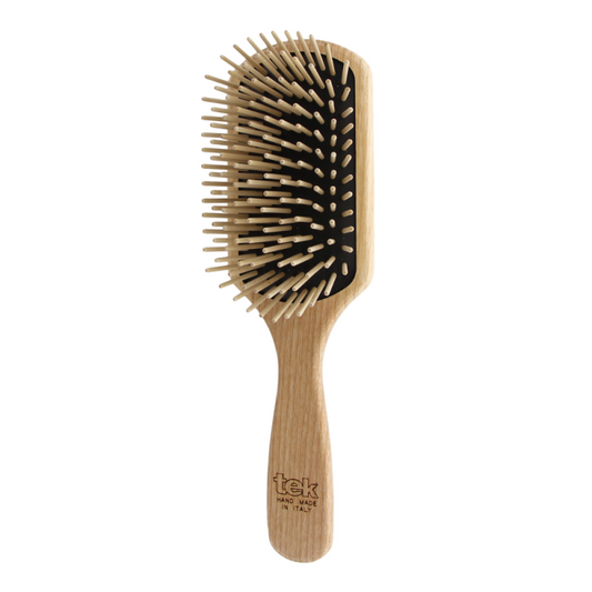 TEK 1021-03 Large Rectangular Wood Brush - Long Hornbeam Pins for Long & Thick Hair
